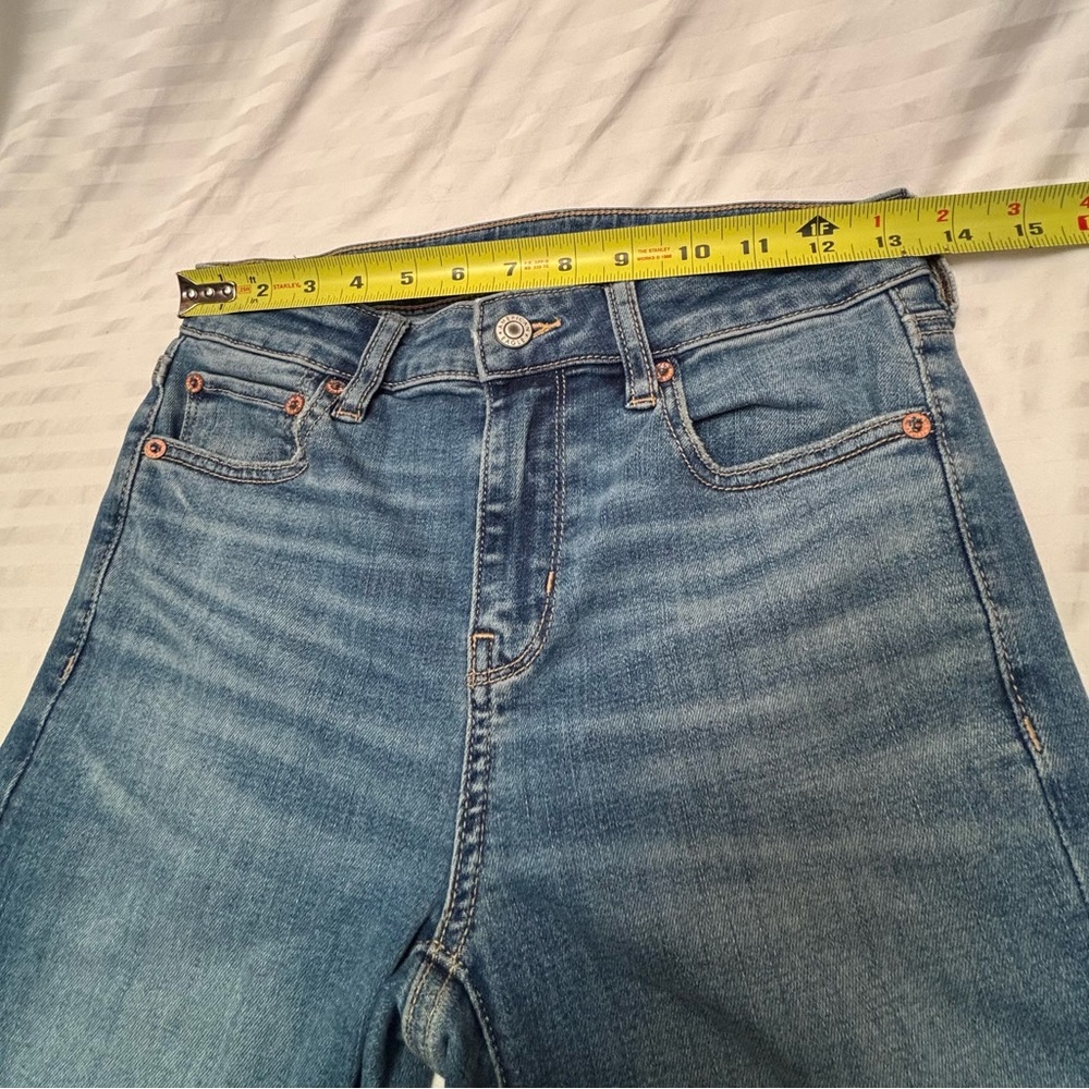 American Eagle Jeans 4 Short Festival Flare Blue Next Level Stretch Petite - Picture 9 of 15